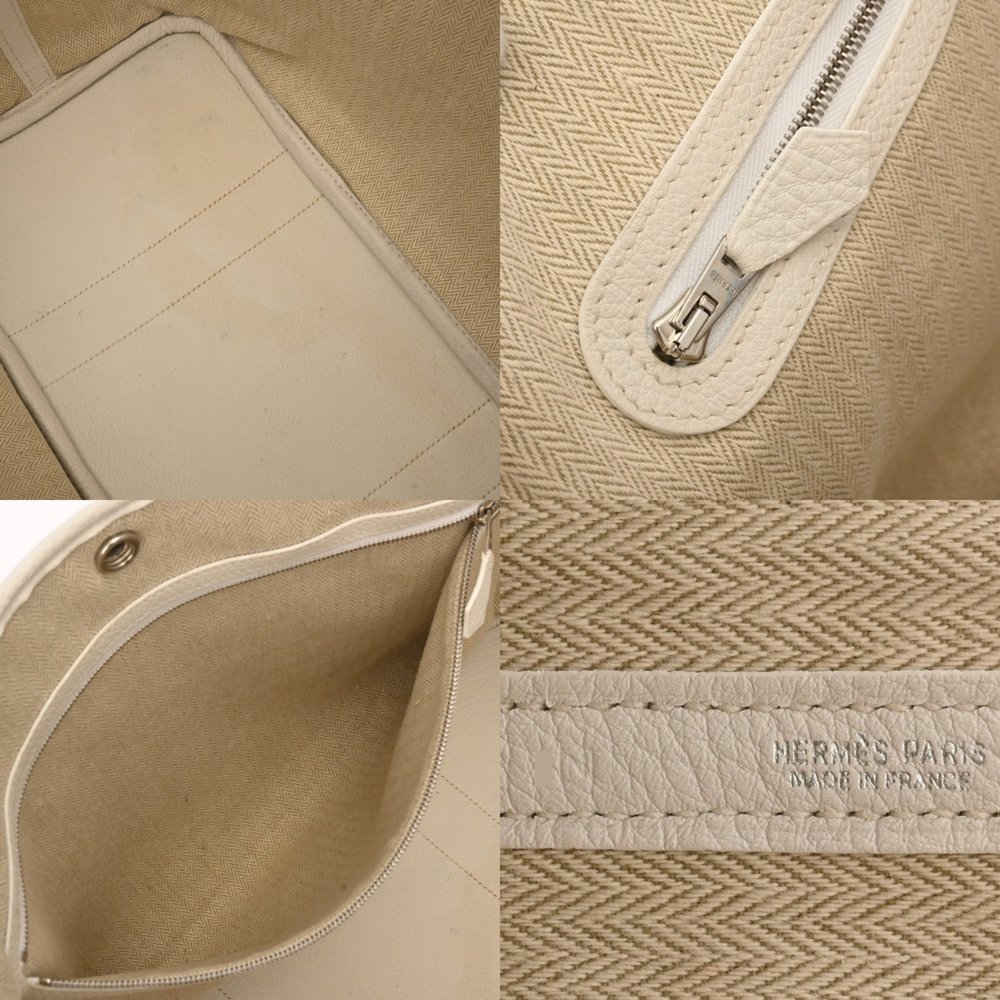HERMES Garden Party PM White □N Stamp (circa 2010) Women's Negonda Handbag - Picture 11 of 11